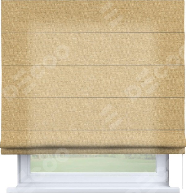 Римская штора «Кортин» для проема, ткань лён тёмно-бежевый
