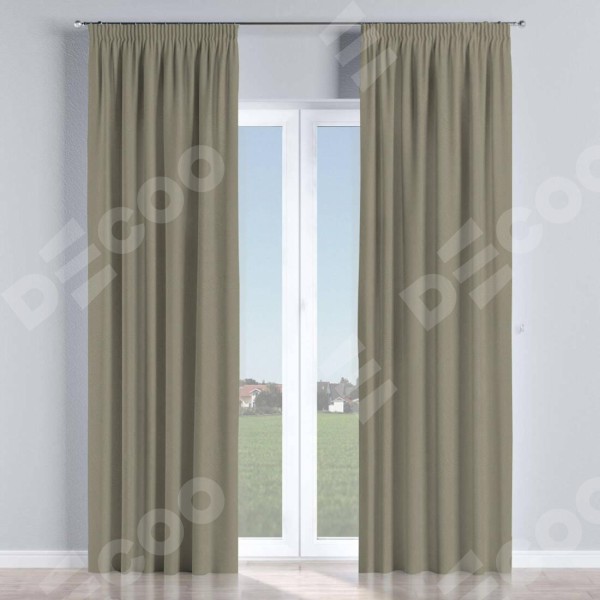 Комплект штор на тесьме «Карандаш», блэкаут однотонный серо-зелёный