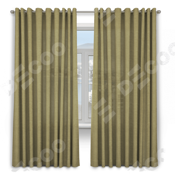 Шторы на люверсах, из ткани лён, коричневого цвета