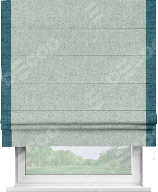 Римская штора «Кортин» с кантом Стрим Дуо, для проема, ткань рогожка димаут, серый