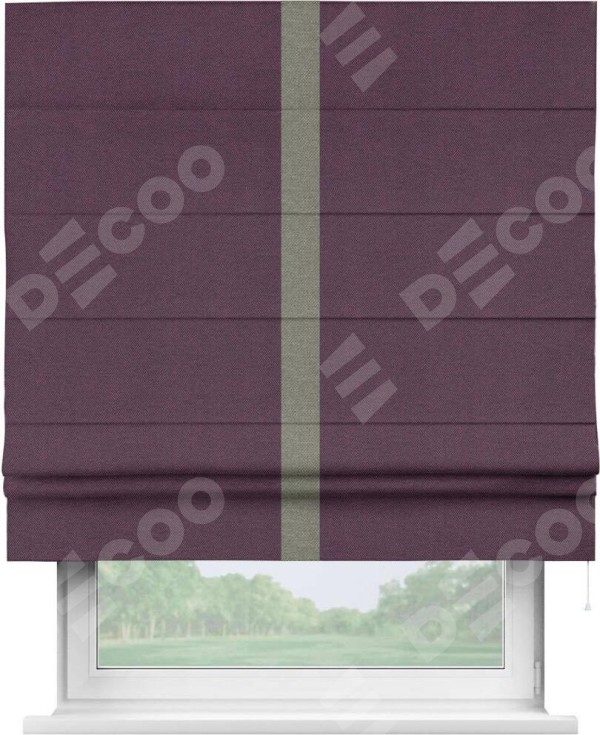 Римская штора «Кортин» с кантом Хайвэй, для проема, ткань лён димаут, фиолетовый