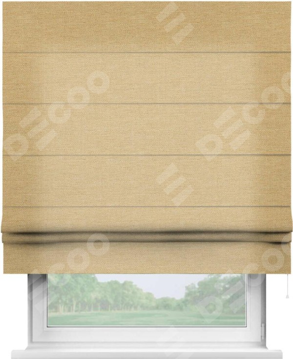 Римская штора «Кортин» для проема, ткань лён тёмно-бежевый