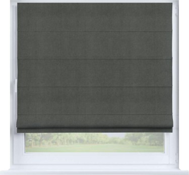 Римская штора «Кортин» на створку, ткань вельвет тёмно-серый