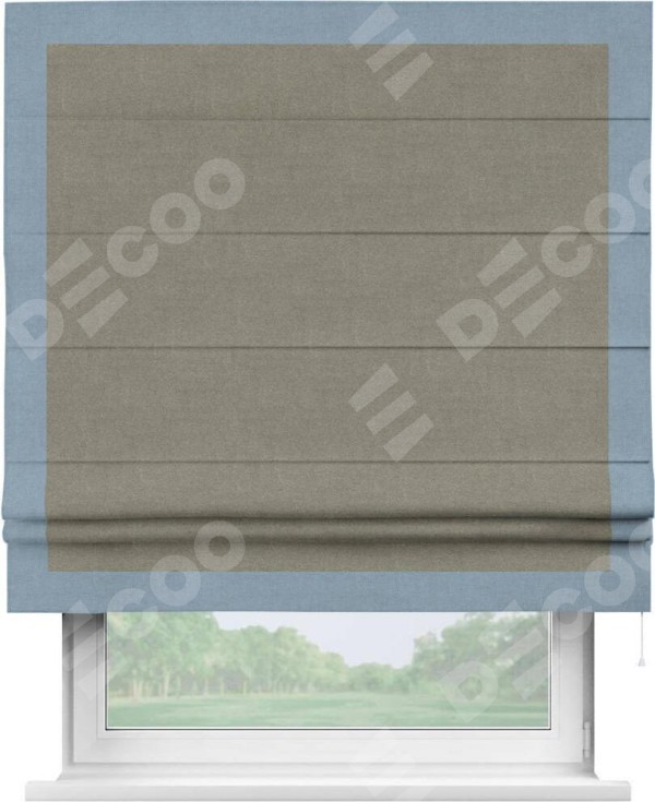 Римская штора «Кортин» с кантом Чесс, для проема, лён блэкаут шампань