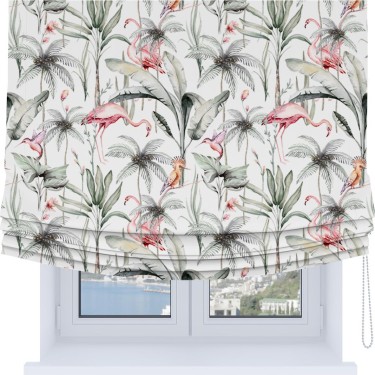 Римская штора Soft с мягкими складками, «Изящные фламинго»