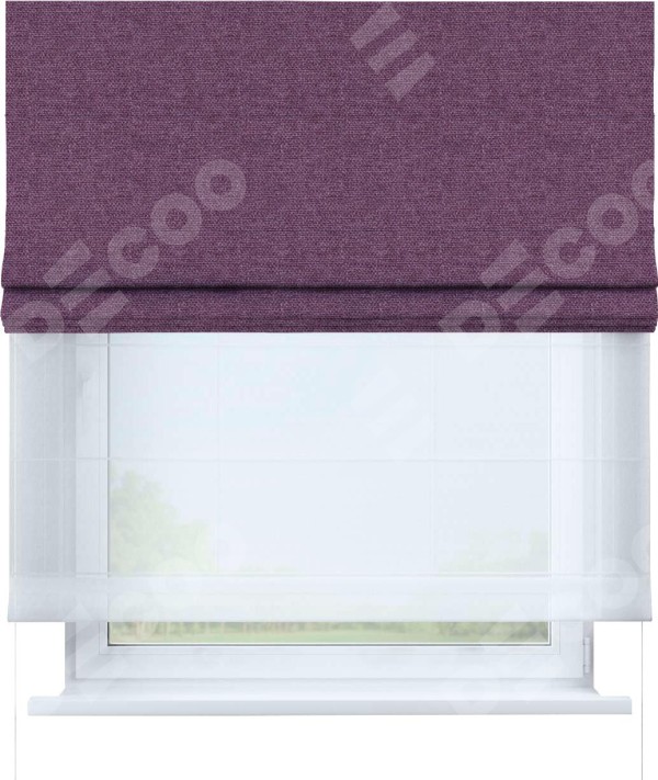 Римская штора «Кортин» день-ночь, ткань лён димаут, брусника