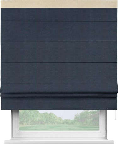 Римская штора «Кортин» с кантом Кинг, для проема ткань софт однотонный тёмно-синий