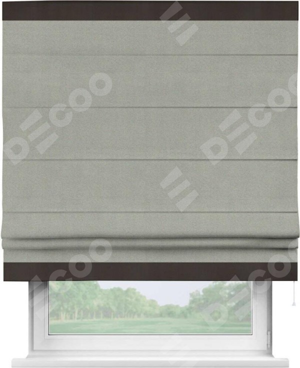 Римская штора «Кортин» с кантом Горизонт, для проема, ткань блэкаут однотонный серый