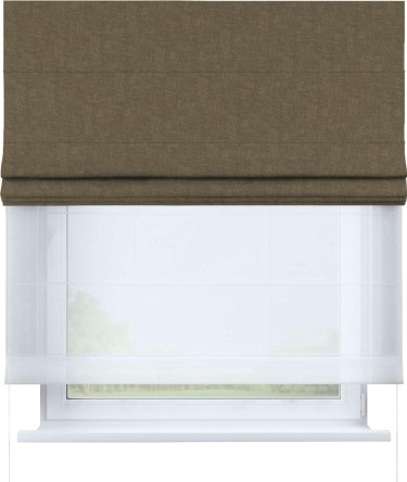 Римская штора «Кортин», канвас молочный шоколад, день-ночь