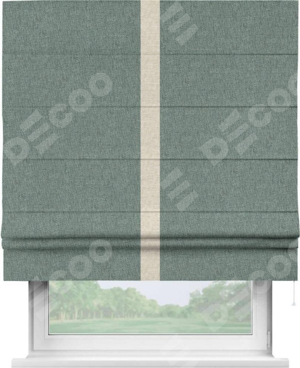 Римская штора «Кортин» с кантом Хайвэй, для проема, ткань стиф димаут серо-голубой