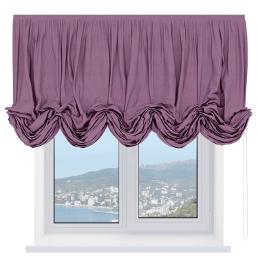 Австрийская штора «Кортин», ткань вельвет лиловый