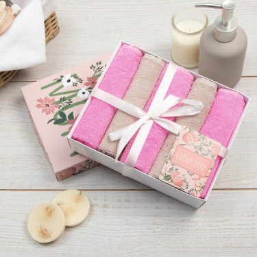 Набор махровых полотенец Этель For mom 30х30 см -5шт, 100% хлопок 340 гр/м2
