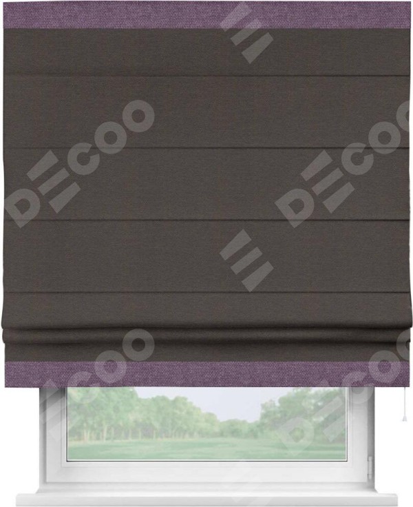 Римская штора «Кортин» с кантом Горизонт, для проема, ткань лён димаут, венге