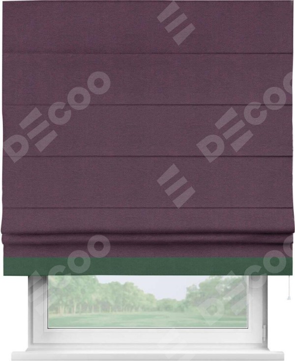 Римская штора «Кортин» с кантом Джестер, для проема, ткань лён димаут, фиолетовый