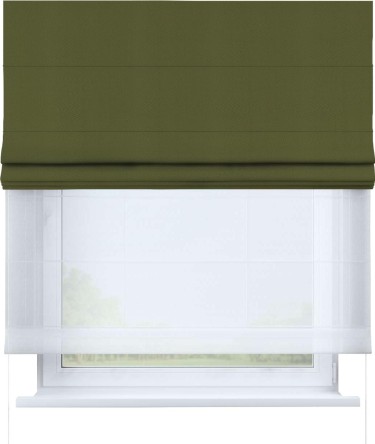 Римская штора «Кортин» день-ночь, ткань блэкаут однотонный, зелёный