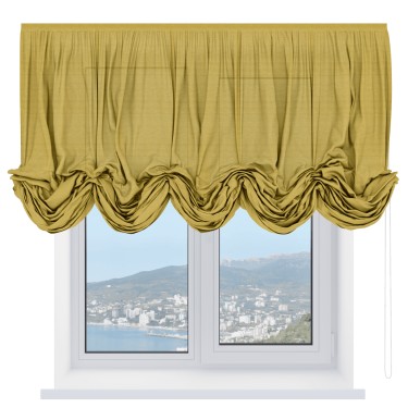 Австрийская штора «Кортин», ткань лён светло-салатовый