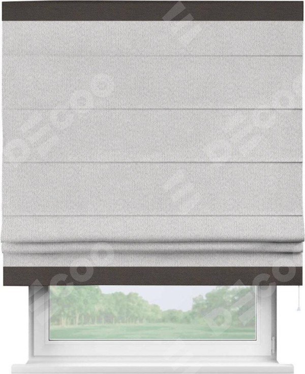Римская штора «Кортин» с кантом Горизонт, для проема, лён димаут светло-бежевый