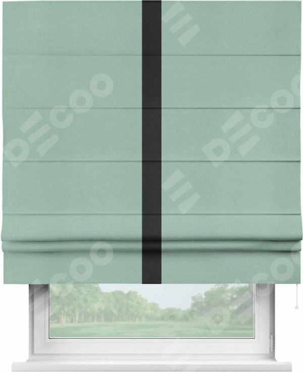 Римская штора «Кортин» с кантом Хайвэй, для проема, ткань блэкаут однотонный ментоловый