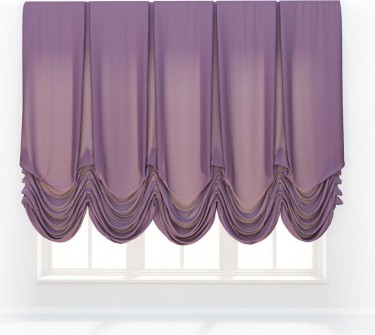 Австрийская штора «Кортин», ткань вельвет лиловый