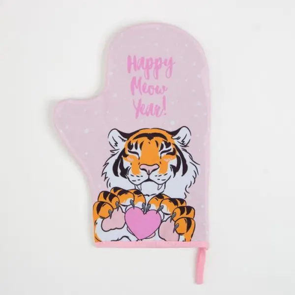 Варежка-прихватка «Happy meow year» 20х28см,35% х/л,65% п/э,ватин 250г/м2