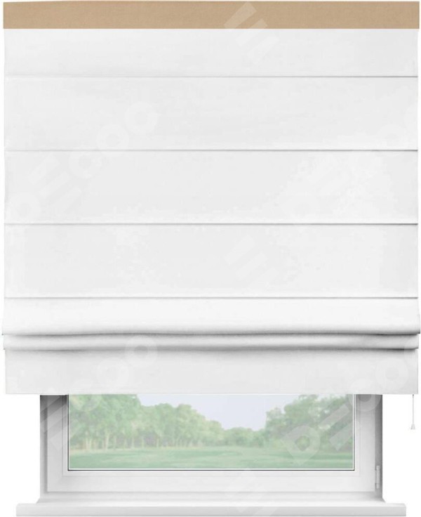 Римская штора «Кортин» с кантом Кинг, для проема, ткань вельвет белый