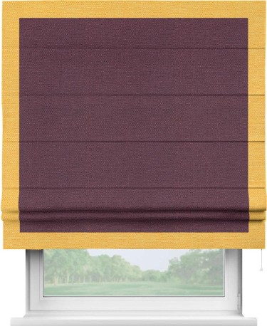 Римская штора «Кортин» с кантом Чесс, для проема, ткань лён фиолетовый