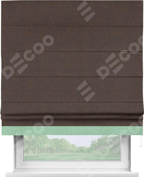 Римская штора «Кортин» с кантом Джестер, для проема, ткань лён коричневый