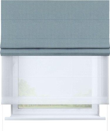 Римская штора «Кортин» день-ночь, ткань блэкаут с блеском синий