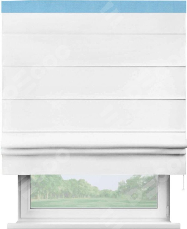 Римская штора «Кортин» с кантом Кинг, для проема, ткань вельвет белый