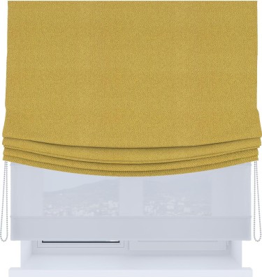 Римская штора «Кортин», день-ночь с мягкими складками, твид блэкаут пыльная горчица