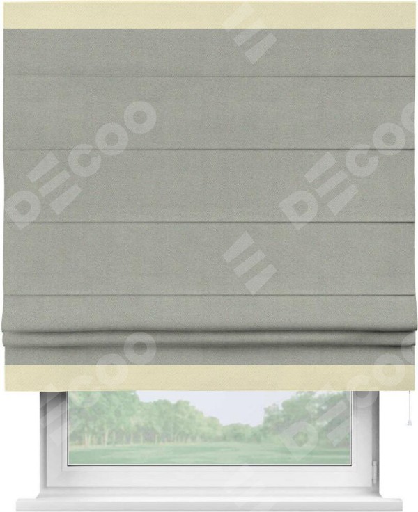 Римская штора «Кортин» с кантом Горизонт, для проема, ткань блэкаут однотонный серый