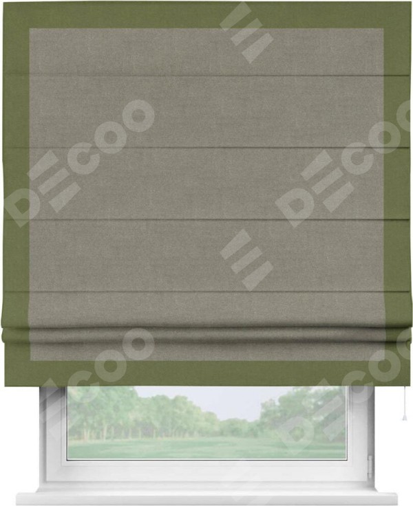 Римская штора «Кортин» с кантом Чесс, для проема, лён блэкаут шампань