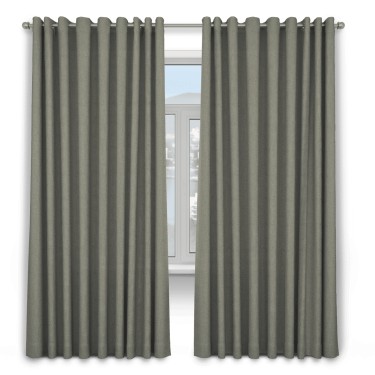 Шторы на люверсах ткань лён димаут, стальной