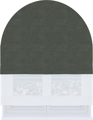 Римская штора «Кортин» день-ночь для арочного проёма, ткань cotton блэкаут серый