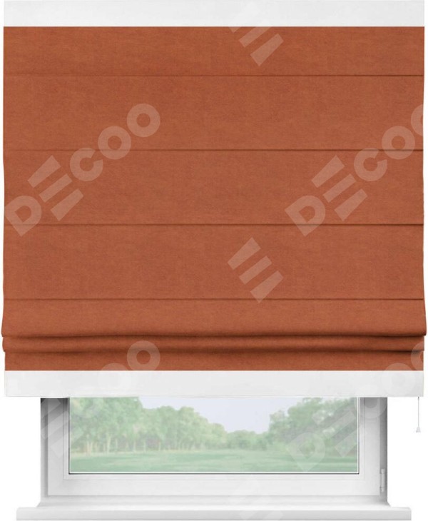 Римская штора «Кортин» с кантом Горизонт, для проема, ткань вельвет терракотовый