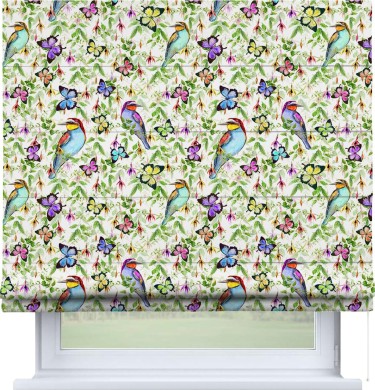 Римская штора «Кортин» для проема «Тропические птицы»
